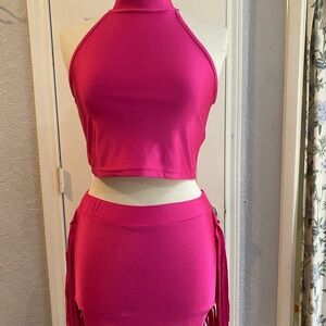 Pink Halter Top and Skirt Set